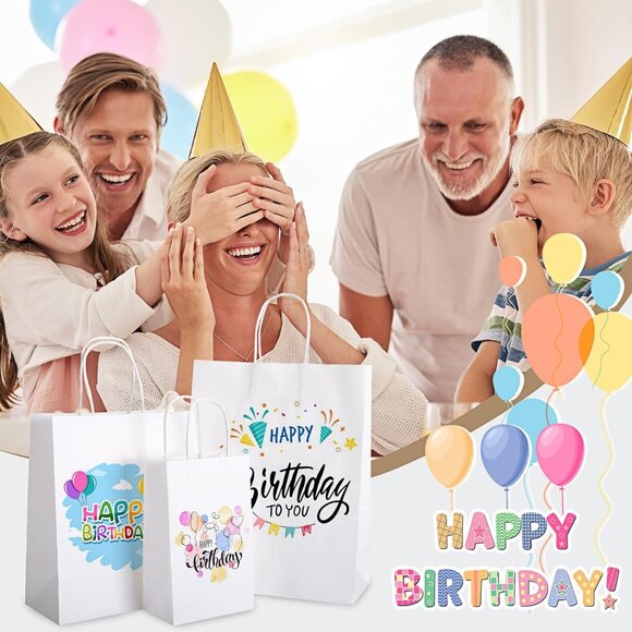 Greenii - 25 White Paper With Handles Kraft 10 * 5 * 13 Party Gift Bags - Picture 5 of 7